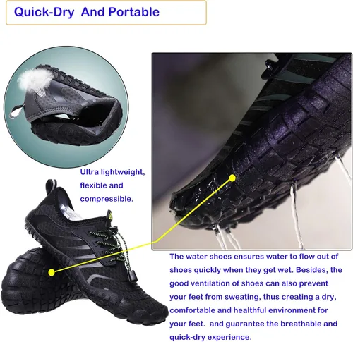 Vista 5 de Zapatos de agua para hombre, zapatos de agua para mujer, zapatos descalzos, zapatos de natación acuáticos de secado rápido, zapatos de playa suaves