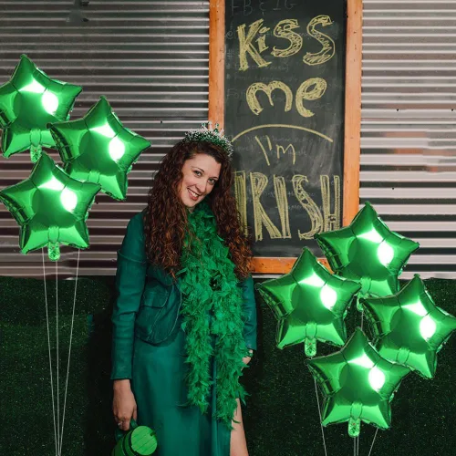 Vista 6 de 20 globos de estrella verde de 18 pulgadas, globos de papel de aluminio con estrella de Mylar para boda, cumpleaños, baby shower, primavera
