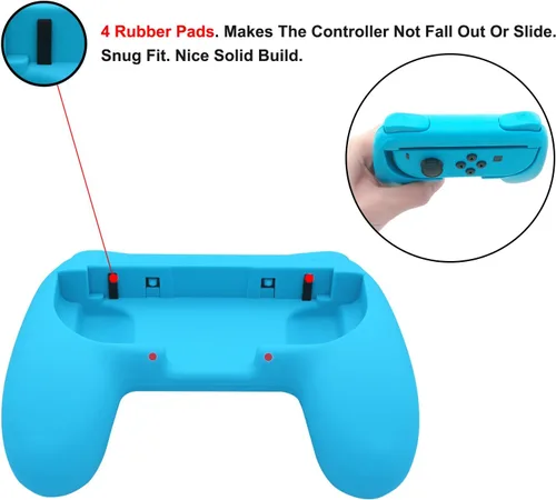 Vista 6 de FASTSNAIL Paquete de 4 agarres compatibles con Nintendo Switch Animal Crossing para Joy Con, controlador de agarre resistente al desgaste para Joy