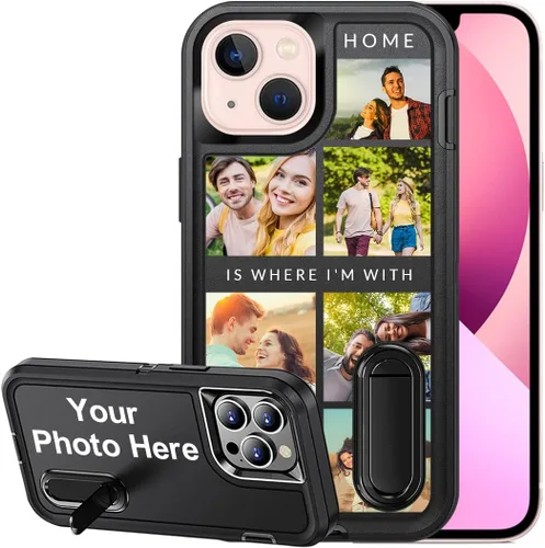 Vista 11 de Funda personalizada para iPhone 13, soporte incorporado/función atril, protección resistente a los arañazos, cubierta de fotos personalizada