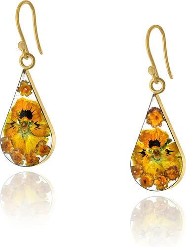 Vista 23 de Amazon Essentials Pendientes de plata de ley con forma de lágrima de flor prensada (anteriormente Amazon Collection)