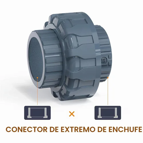 Vista 5 de HYDROSEAL Conexión de PVC para tuberías, 1.5" Unión Jetstream, Schedule 80, gris, junta tórica EPDM, toma x toma, F1970, SCH80 (1 1/2")