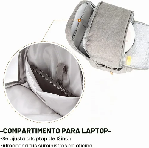 Vista 5 de Mochila para extractor de leche, bolsa enfriadora y resistente a la humedad, doble capa para madre, mochila de trabajo al aire libre con Gris
