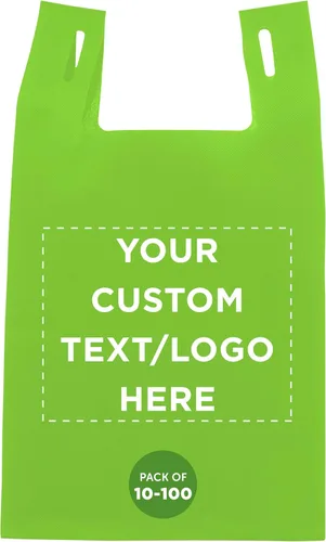 Vista 13 de DISCOUNT PROMOS Custom Bodega Lightweight Tote Bags Set of 10-100, Personalized Bulk Pack - Reusable, Grocery, Tradeshow