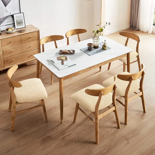 Vista 2 de Genina Fundas de asiento de silla impermeables para comedor, funda protectora para cocina, hotel (4, patrón 1-beige)