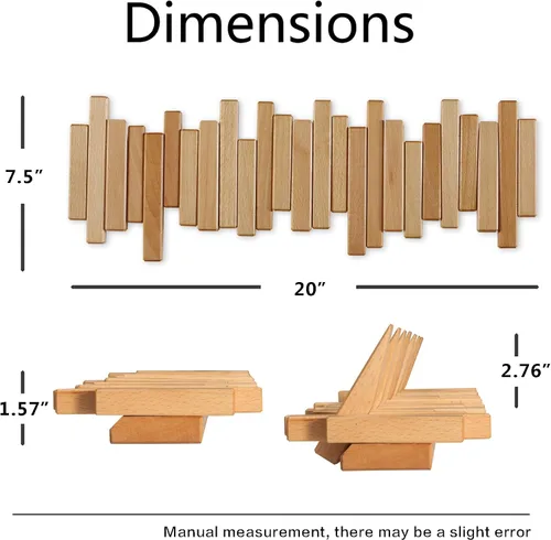 Vista 6 de DESAINOPH® Perchero de abrigos de madera montado en la pared, varillas multifuncionales de madera maciza hechas a mano con 5 ganchos modernos
