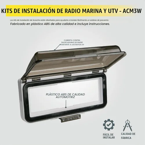 Vista 2 de Scosche ACM3W - Kit de tablero para cubierta de receptor estéreo Aqua Marine con puerta superior abatible, color blanco