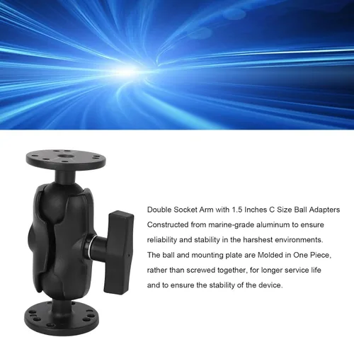 Vista 3 de Soporte de bola doble, soporte para camión, brazo de doble enchufe resistente con adaptadores de bola de tamaño C de 1.5 pulgadas, base de montaje