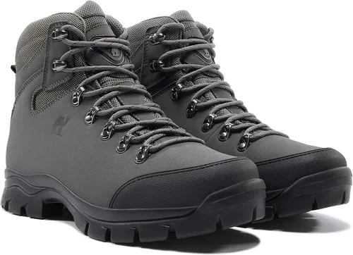 Vista 6 de CAMEL CROWN Botas de senderismo para hombre, de cuero auténtico