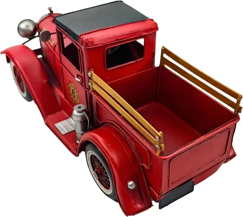 Vista 3 de Modelo clásico de hierro para camioneta roja para decoración de B