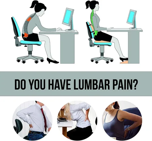 Vista 4 de Bookishbunny Cojín lumbar de espuma viscoelástica premium (negro)