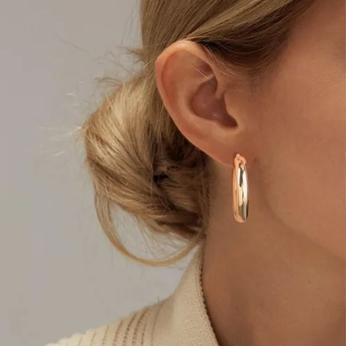 Vista 5 de Juego de aretes de aro chapados en oro real de 14 quilates, hipoalergénicos, gruesos y gruesos, joyería gruesa para múltiples piercings, regalo