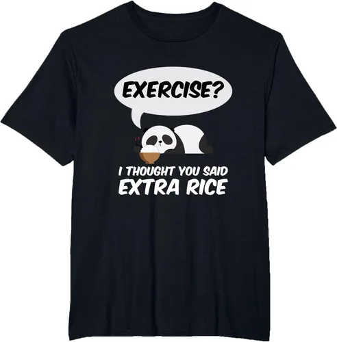 Vista 77 de ¿Ejercicio? I Thought You Said Extra Rice Panda Gift T-Shirt, Negro, S