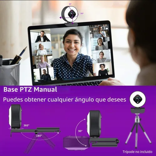Vista 6 de Angetube Cámara web de transmisión 1080P con luz de anillo, cámara web FHD