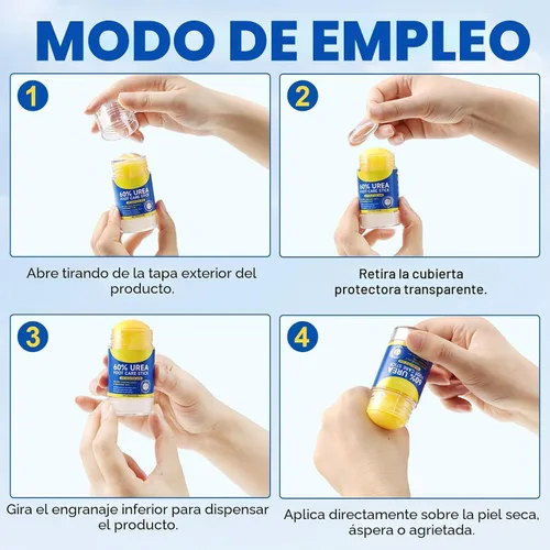 Vista 6 de Crema en barra de urea 60% más 2% ácido salicílico, crema de urea para pies y callos de máxima fuerza para talones secos agrietados, manos