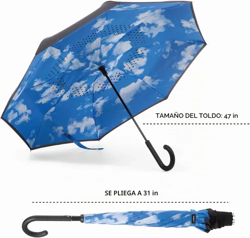 Vista 6 de Totes InBrella - Paraguas de cierre inverso con revestimiento invisible repelente al agua - Cierre automático, invertido, sin goteo y a prueba
