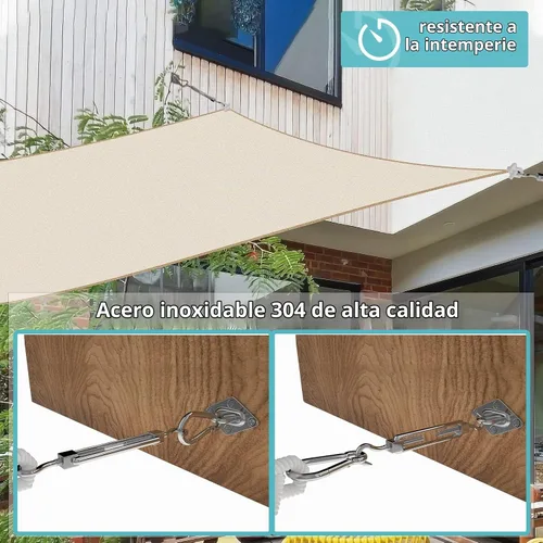 Vista 6 de Kit de accesorios para toldo, 5 pulgadas, súper resistente, acero inoxidable 304 de grado marino, kit de accesorios para instalación de velas