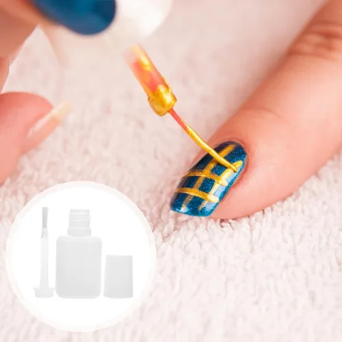 Vista 4 de Lurrose Recipiente transparente, 11 frascos de pegamento de uñas transparentes, botellas pequeñas de esmalte de uñas con cepillo de 0.3 fl oz