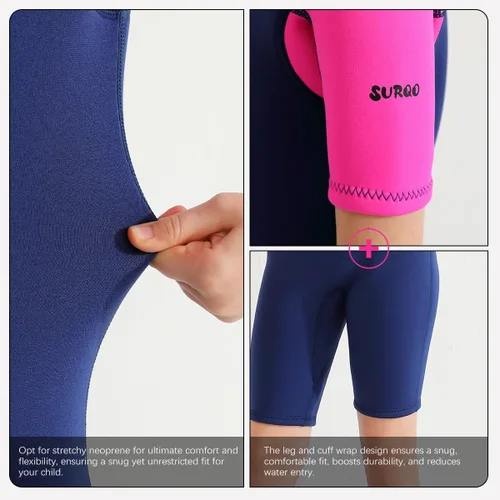 Vista 5 de Traje de neopreno para niños y niñas, 3/0.079 in, traje térmico completo para natación, surf en agua fría