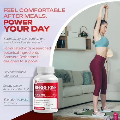 Vista 2 de Berberina 1000mg liposomal – 180 cápsulas Canela y Gymnema Máxima absorción para apoyo metabólico, digestivo y cardíaco – Fabricado en Estados