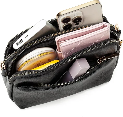 Vista 8 de Bolsos cruzados pequeños para mujer, de cuero vegano, cangureras cruzadas, bolso cruzado pequeño de hombro