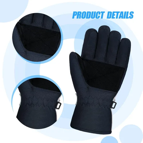 Vista 3 de SATINIOR Guantes de esquí de nieve impermeables para niños, guantes de snowboard para niños y niñas, guantes de nieve cálidos