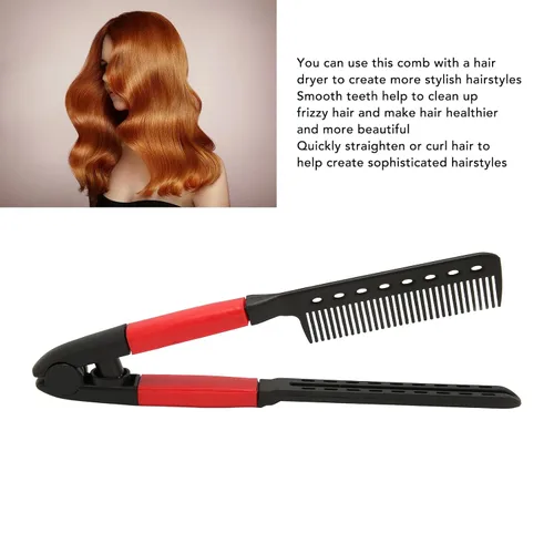 Vista 3 de Peine alisador de cabello, 3 piezas portátil multiusos en forma de V peine recto para cabello anudado