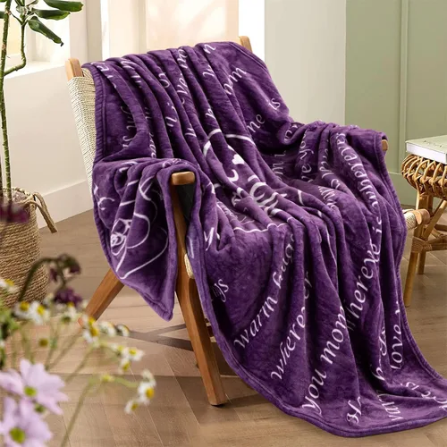 Vista 8 de BESTSWEETIE Manta para el día de la madre, regalos para mamá, esposa, amiga, manta mullida de 50 x 60 pulgadas, color morado
