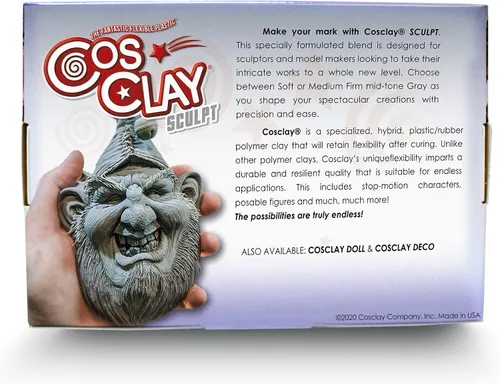 Vista 3 de Cosclay Sculpt - Gris extra firme - Arcilla polimérica flexible (6 libras)