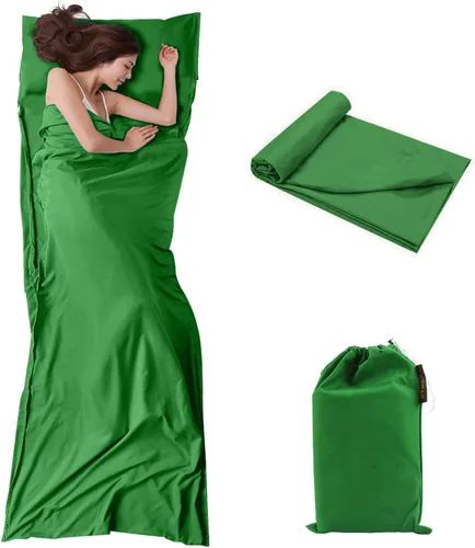 Vista 14 de Bolsa de dormir para viajes y campamento, ligera, compacta y portátil, ideal para viajes, hostales y campamentos