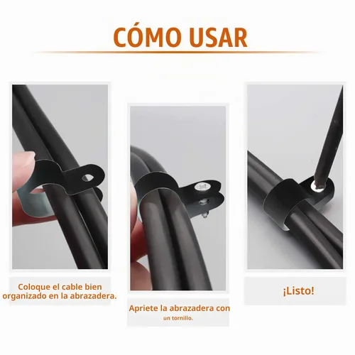 Vista 4 de ISPINNER 180 abrazaderas de cable de plástico de nailon tipo R, kit surtido de sujetadores de clips de 1/4 pulgadas, 5/16 pulgadas, 3/8 pulgadas