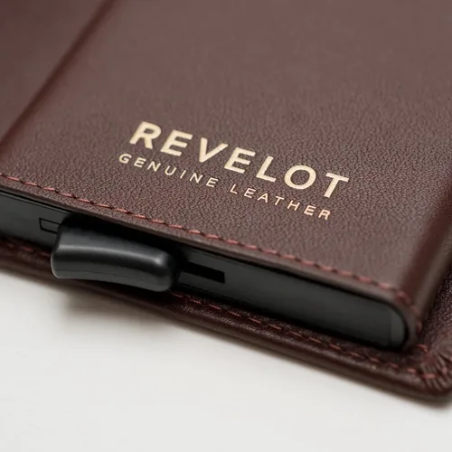 Vista 4 de Revelot Cartera tarjetero cuero genuino con bloqueo RFID W1, Marrón Nappa, Moderno