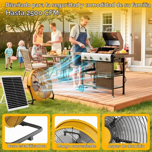 Vista 5 de T-SUNUS Ventilador alimentado por energía solar de 16 pulgadas con panel