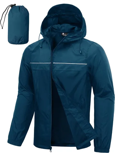 Vista 10 de SWISSWELL Mens Rain Jacket & Coats Packable Lightweight Waterproof Hooded 017-negro