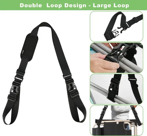 Vista 4 de Cosmos Correa ajustable para silla de playa, correa de hombro para patineta, correa de transporte para silla de playa, silla plegable, bicicleta