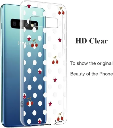Vista 39 de Unov Funda para Galaxy S10, transparente con diseño en relieve, flor Flor estética