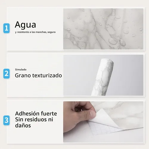 Vista 2 de Art3d - Adhesivo para azulejos de mármol, gris, 15.8" x 120" (Paquete de 1)