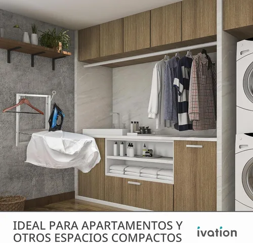 Vista 8 de Ivation Tabla de planchar montada en la pared Estación de planchado plegable de 36.2 x 12.2 pulgadas resistente para el hogar y apartamentos