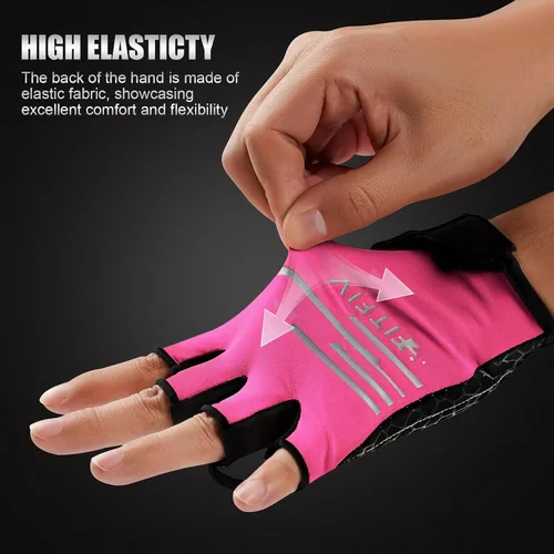 Vista 2 de Guantes de ciclismo para hombres y mujeres, guantes de ciclismo de medio dedo, guantes de entrenamiento adecuados para deportes al aire libre
