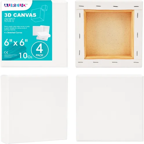 Vista 11 de AUREUO Lienzo envuelto para galería de 4 x 4 pulgadas, profundidad de 1.5 pulgadas, paquete de 4 unidades, 10 onzas con triple imprimación de gesso