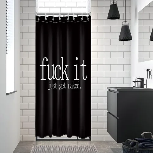 Vista 6 de LB Fuck It Get Naked - Cortina de ducha pequeña de 48 x 68 pulgadas, forro de cortina de ducha en blanco y negro, cortina de ducha estrecha