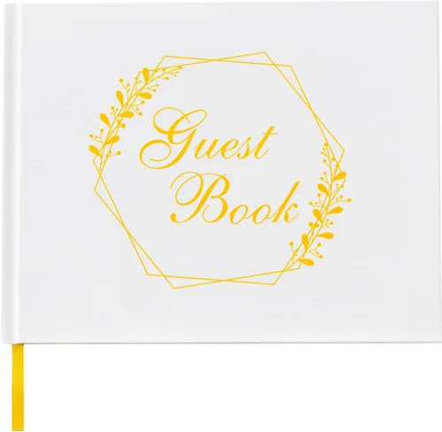 Vista 8 de AKITSUMA Libro de invitados de boda, libro de invitados para recepción de boda, libro de invitados forrado para fiesta, libro de registro de lámina