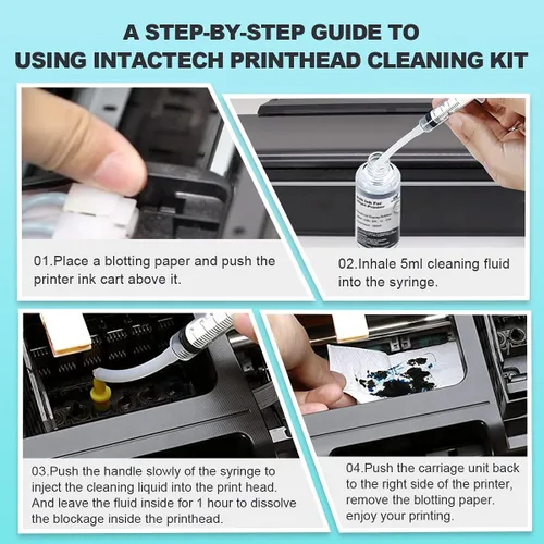 Vista 4 de Kit de limpieza de cabezal de impresión para impresoras de inyección de tinta, 2 soluciones de limpieza universal de 3.5 fl oz, boquilla