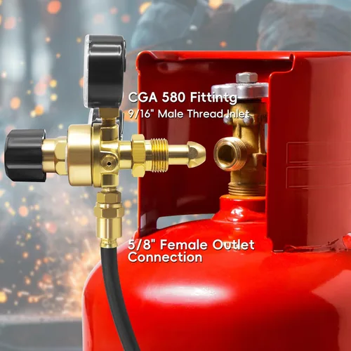 Vista 7 de Regulador de argón de soldadura estándar americano con manguera de gas de 6.6 pies, regulador de soldadura de gas de medidores de argón para TIG