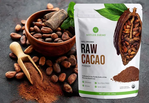 Vista 4 de Antler Farms - Cacao en polvo crudo 100% puro orgánico, 40 porciones, 7.05 oz - Vegano, sin gluten, cultivado naturalmente en la selva amazónica
