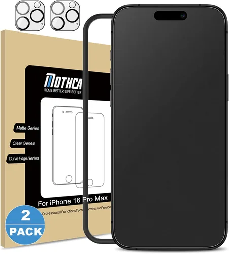 Vista 8 de Mothca Paquete de 2 protectores de pantalla de vidrio mate para iPhone 14 Pro Max [6.7 pulgadas] + 2 protectores de lente de cámara, película