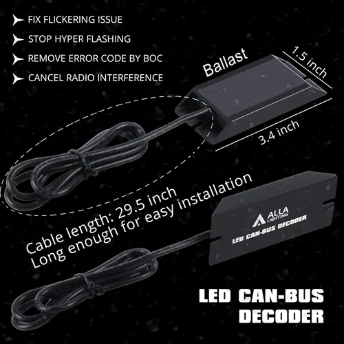 Vista 2 de Alla Lighting Decodificadores LED para antiparpadeo Fix Luces de señal de giro Bombillas Hyper Flash Resistor Adaptador Arnés Kits/Fix Error Free