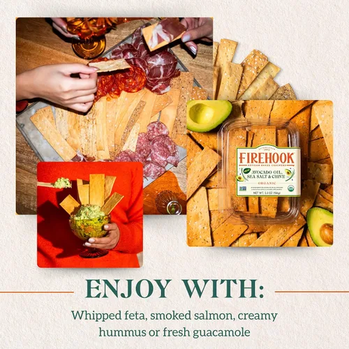 Vista 5 de Firehook Galletas de aceite de aguacate, sal marina y cebollino – horneadas artesanalmente, únicamente crujientes, hechas con ingredientes orgánicos