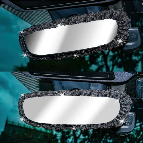 Vista 4 de LivTee Bling - Funda para espejo retrovisor de automóvil, cubierta elástica para espejo retrovisor de automóvil, accesorios interiores de automóvil