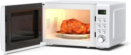 Vista 8 de SIMOE - Horno de microondas compacto, microondas retro para encimera, 0.7 pies cúbicos, 700 W con 8 juegos de cocción automática (negro)